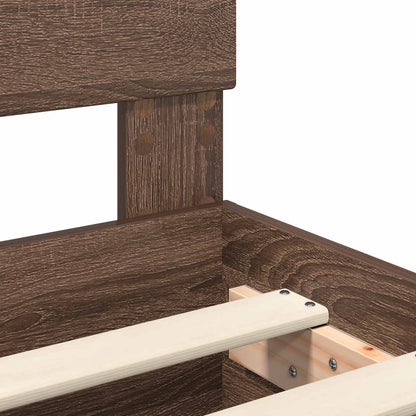 Bedframe met hoofdeinde Bruin Eiken 75 x 190 cm Bewerkt hout