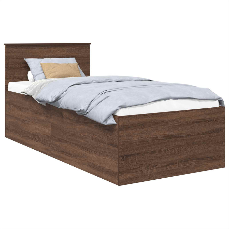 Bedframe met hoofdeinde Bruin Eiken 75 x 190 cm Bewerkt hout