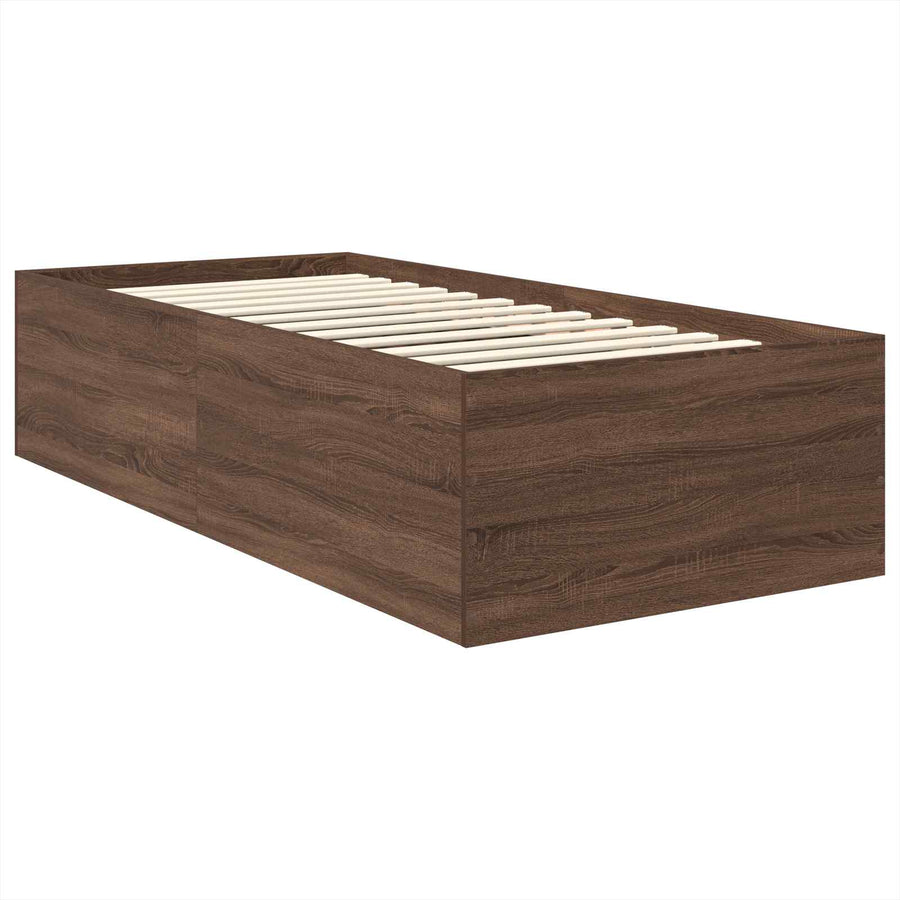 Bedframe met hoofdeinde Bruin Eiken 75 x 190 cm Bewerkt hout