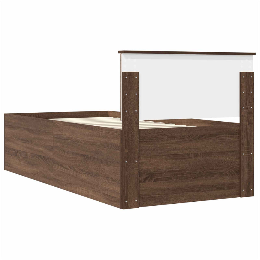 Bedframe met hoofdeinde Bruin Eiken 75 x 190 cm Bewerkt hout