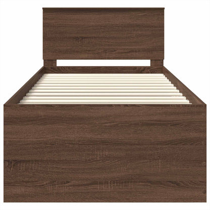 Bedframe met hoofdeinde Bruin Eiken 75 x 190 cm Bewerkt hout