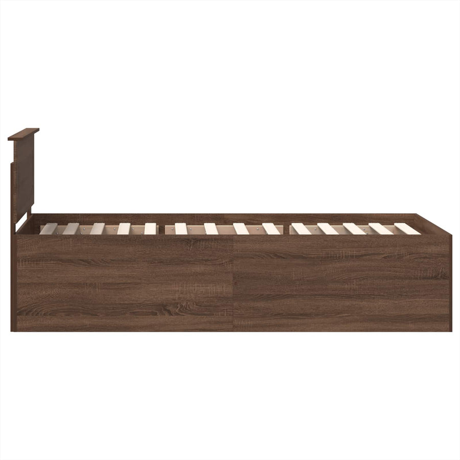 Bedframe met hoofdeinde Bruin Eiken 75 x 190 cm Bewerkt hout