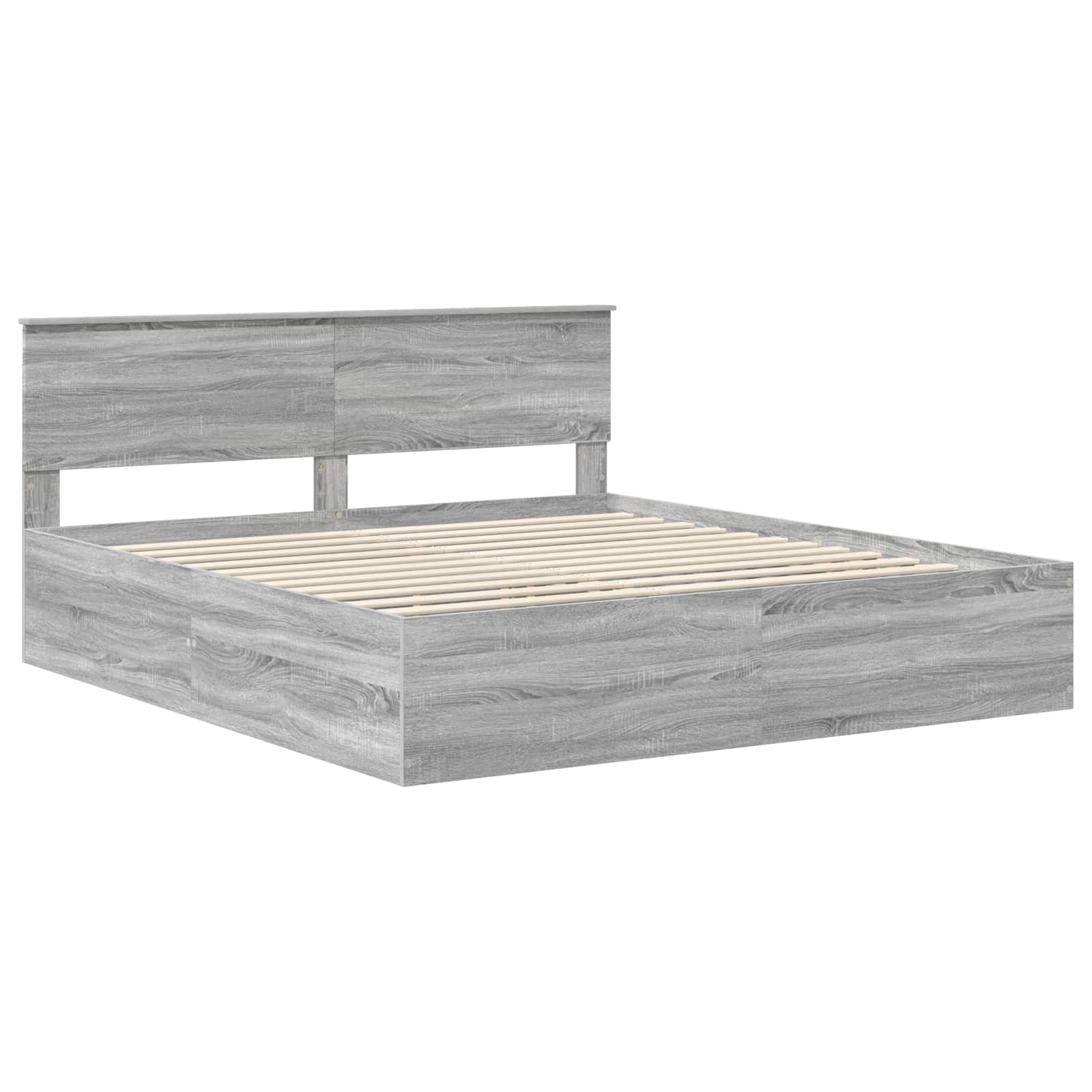 Bedframe met hoofdeinde Grijs Sonoma 200 x 200 cm Bewerkt hout