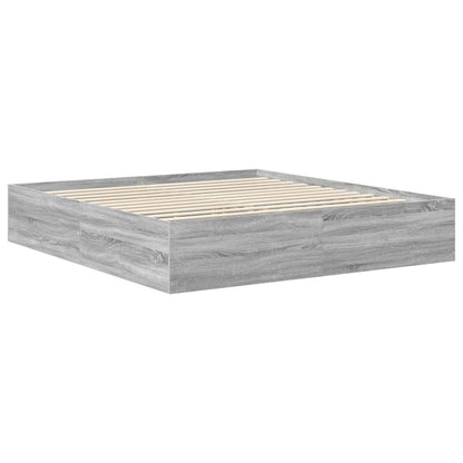 Bedframe met hoofdeinde Grijs Sonoma 200 x 200 cm Bewerkt hout