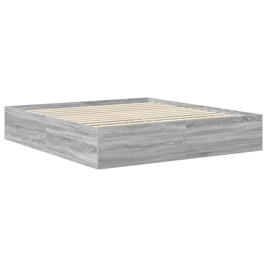 Bedframe met hoofdeinde Grijs Sonoma 200 x 200 cm Bewerkt hout