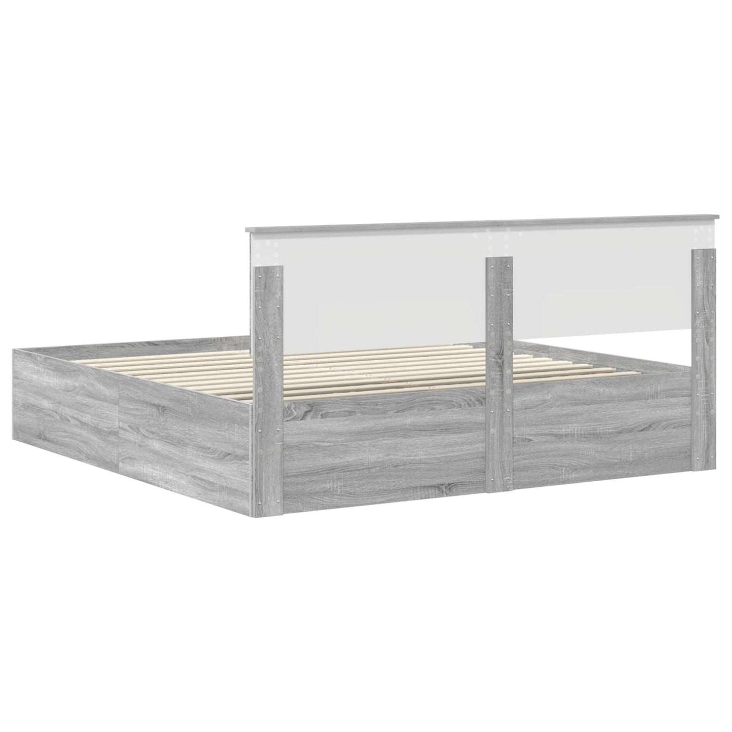 Bedframe met hoofdeinde Grijs Sonoma 200 x 200 cm Bewerkt hout