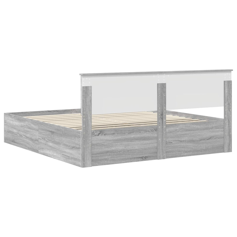 Bedframe met hoofdeinde Grijs Sonoma 200 x 200 cm Bewerkt hout