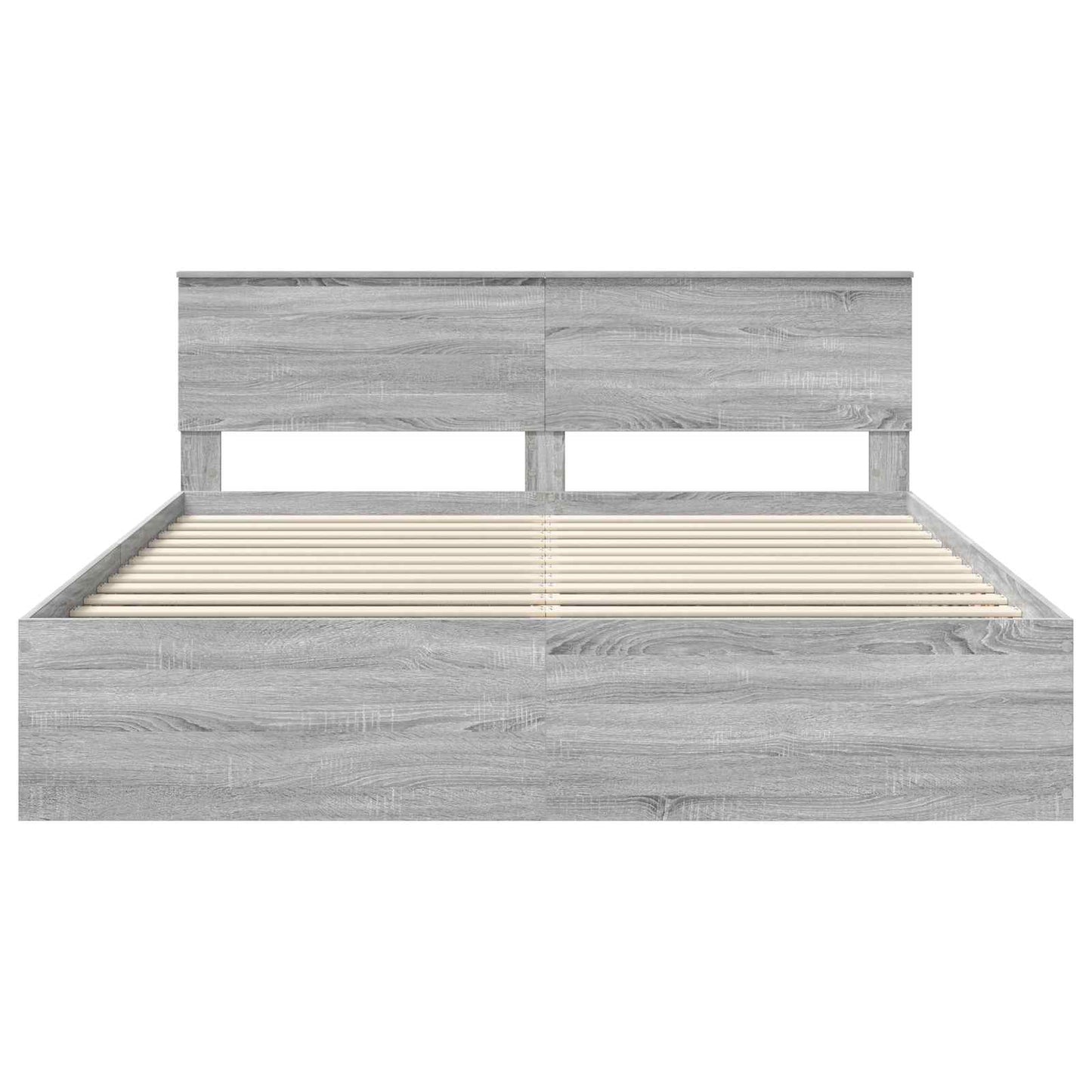 Bedframe met hoofdeinde Grijs Sonoma 200 x 200 cm Bewerkt hout