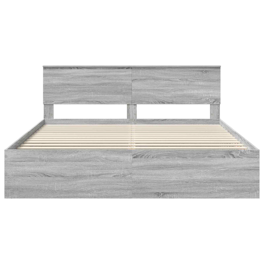 Bedframe met hoofdeinde Grijs Sonoma 200 x 200 cm Bewerkt hout