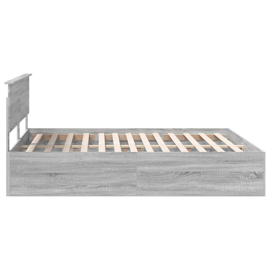 Bedframe met hoofdeinde Grijs Sonoma 200 x 200 cm Bewerkt hout