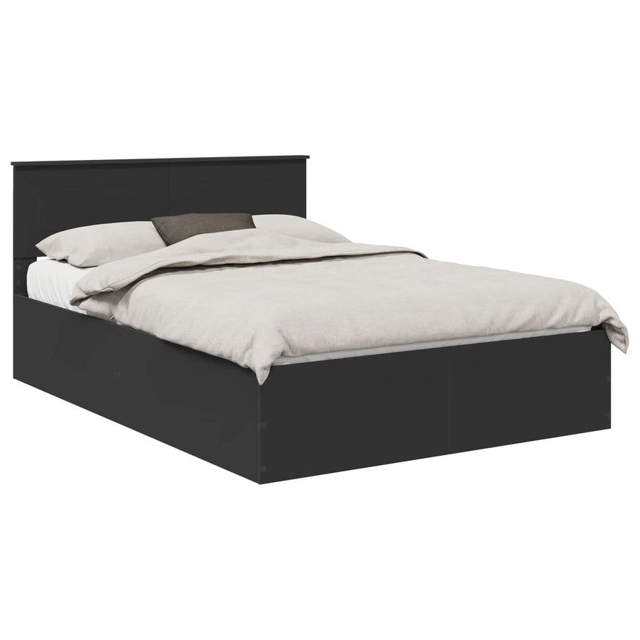 Bedframe met hoofdeinde Zwart 150 x 200 cm Bewerkt hout