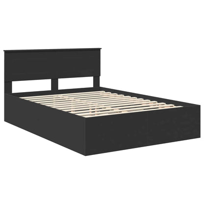 Bedframe met hoofdeinde Zwart 150 x 200 cm Bewerkt hout