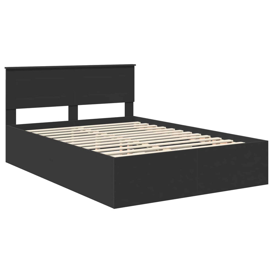 Bedframe met hoofdeinde Zwart 150 x 200 cm Bewerkt hout