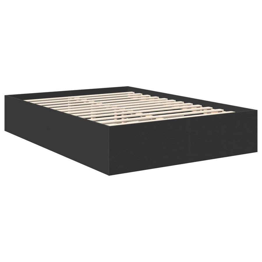 Bedframe met hoofdeinde Zwart 150 x 200 cm Bewerkt hout
