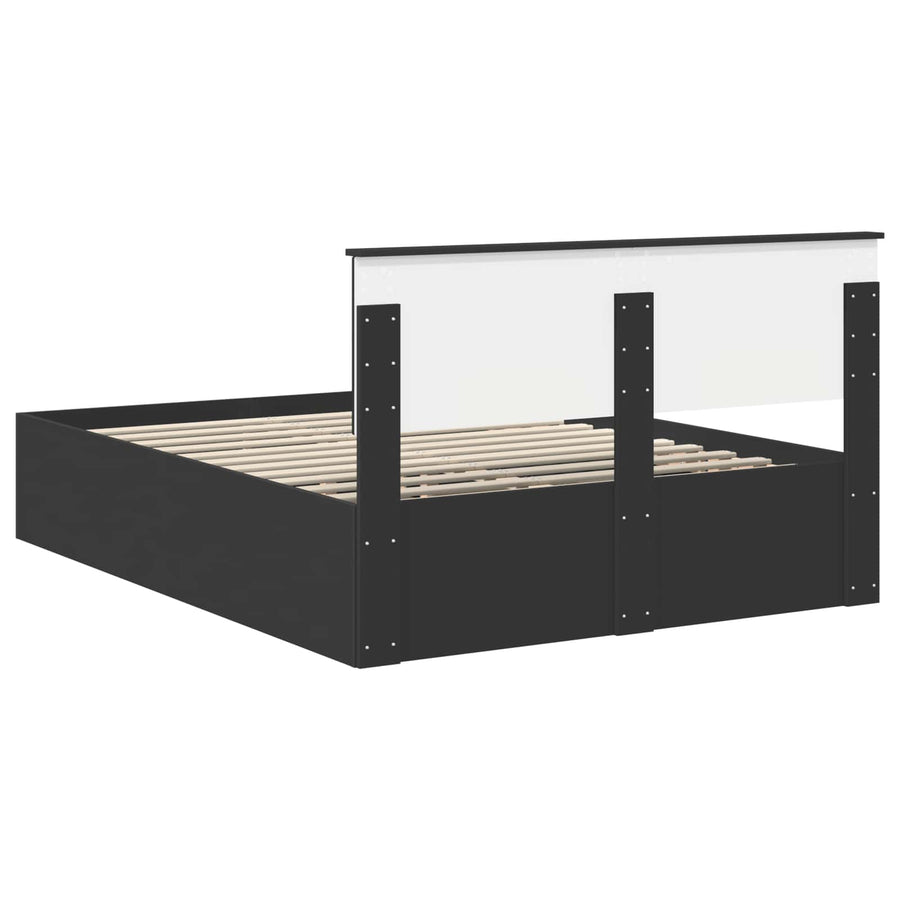 Bedframe met hoofdeinde Zwart 150 x 200 cm Bewerkt hout