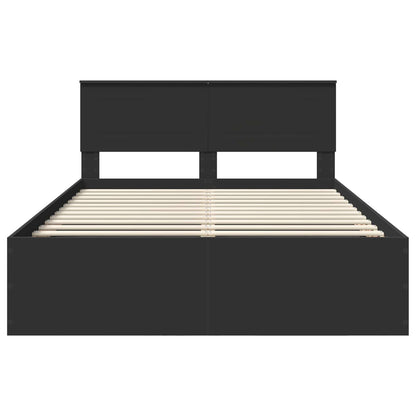 Bedframe met hoofdeinde Zwart 150 x 200 cm Bewerkt hout