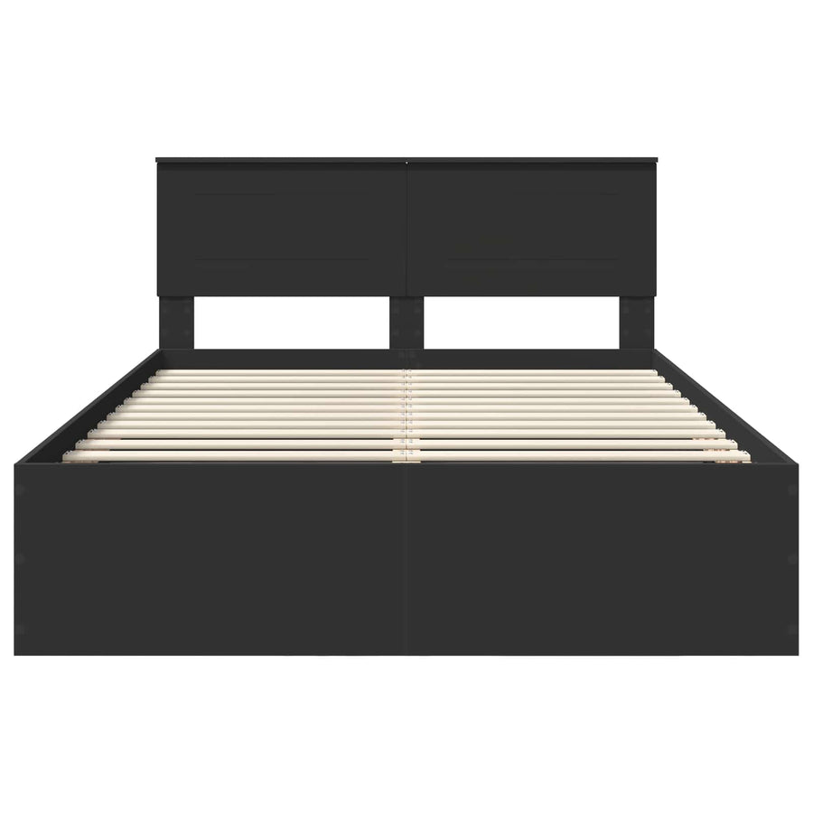Bedframe met hoofdeinde Zwart 150 x 200 cm Bewerkt hout