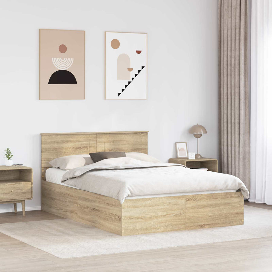 Bedframe met hoofdeinde Sonoma Eiken 150 x 200 cm Bewerkt hout