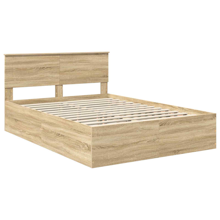 Bedframe met hoofdeinde Sonoma Eiken 150 x 200 cm Bewerkt hout