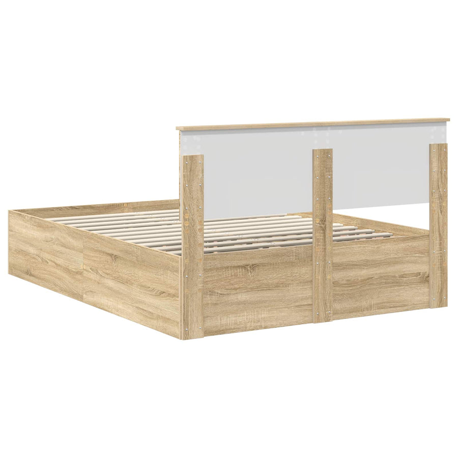 Bedframe met hoofdeinde Sonoma Eiken 150 x 200 cm Bewerkt hout