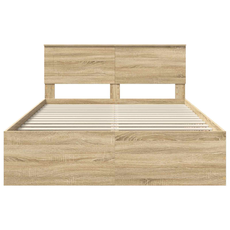 Bedframe met hoofdeinde Sonoma Eiken 150 x 200 cm Bewerkt hout