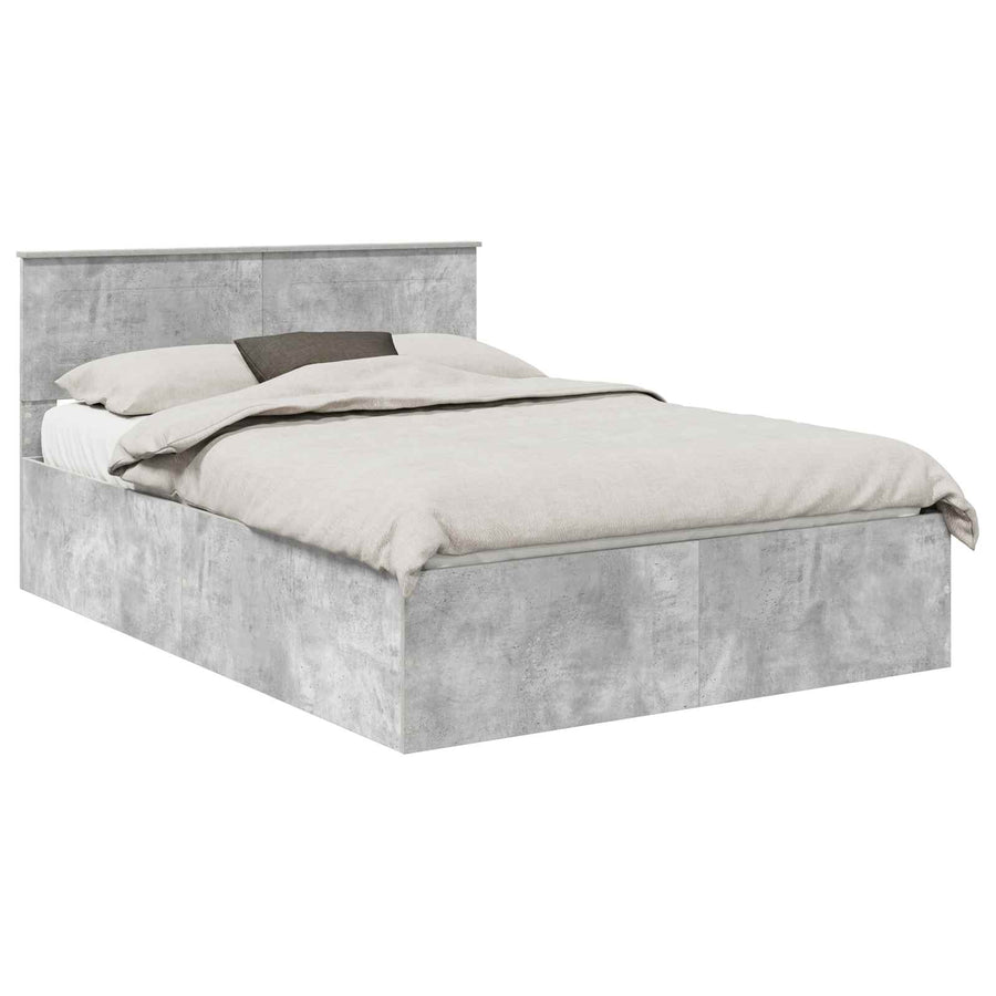 Bedframe met hoofdeinde Beton Grijs 150 x 200 cm Bewerkt hout