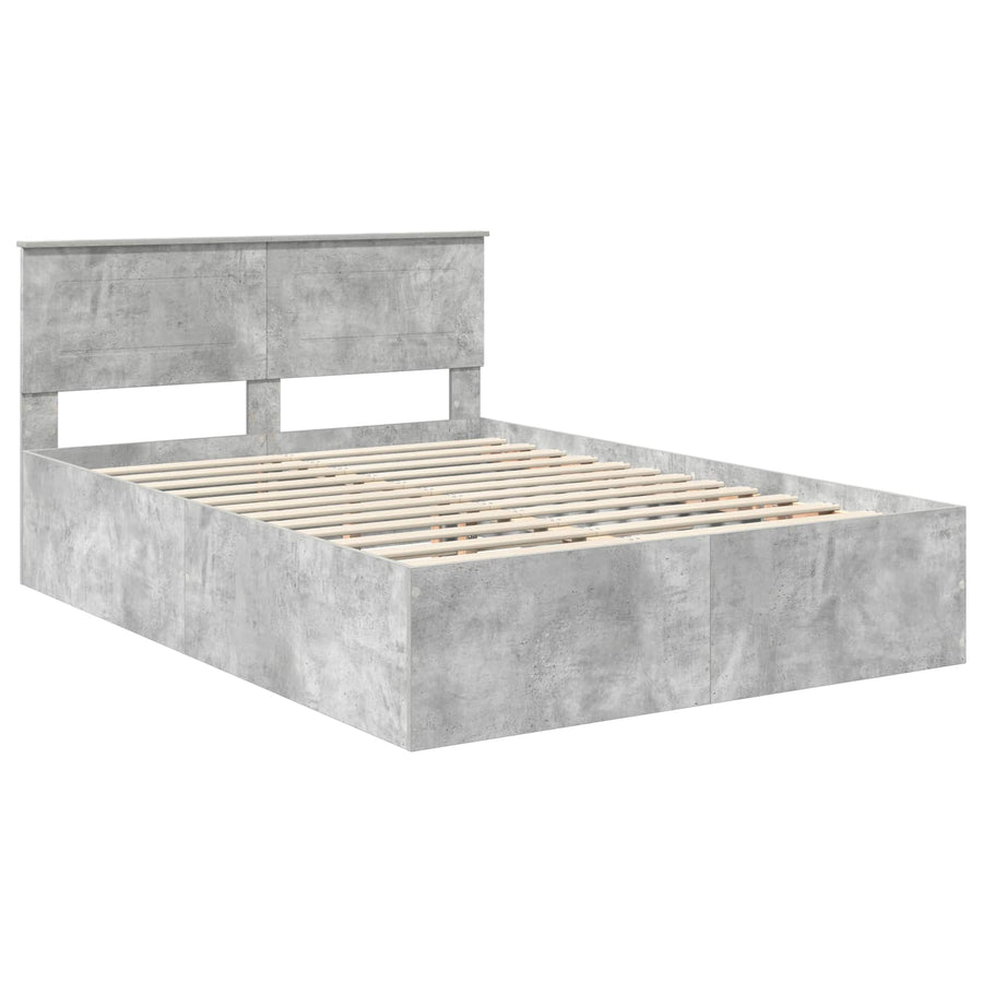 Bedframe met hoofdeinde Beton Grijs 150 x 200 cm Bewerkt hout