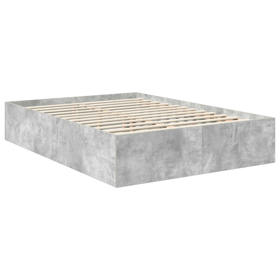 Bedframe met hoofdeinde Beton Grijs 150 x 200 cm Bewerkt hout