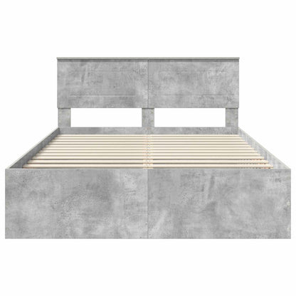 Bedframe met hoofdeinde Beton Grijs 150 x 200 cm Bewerkt hout