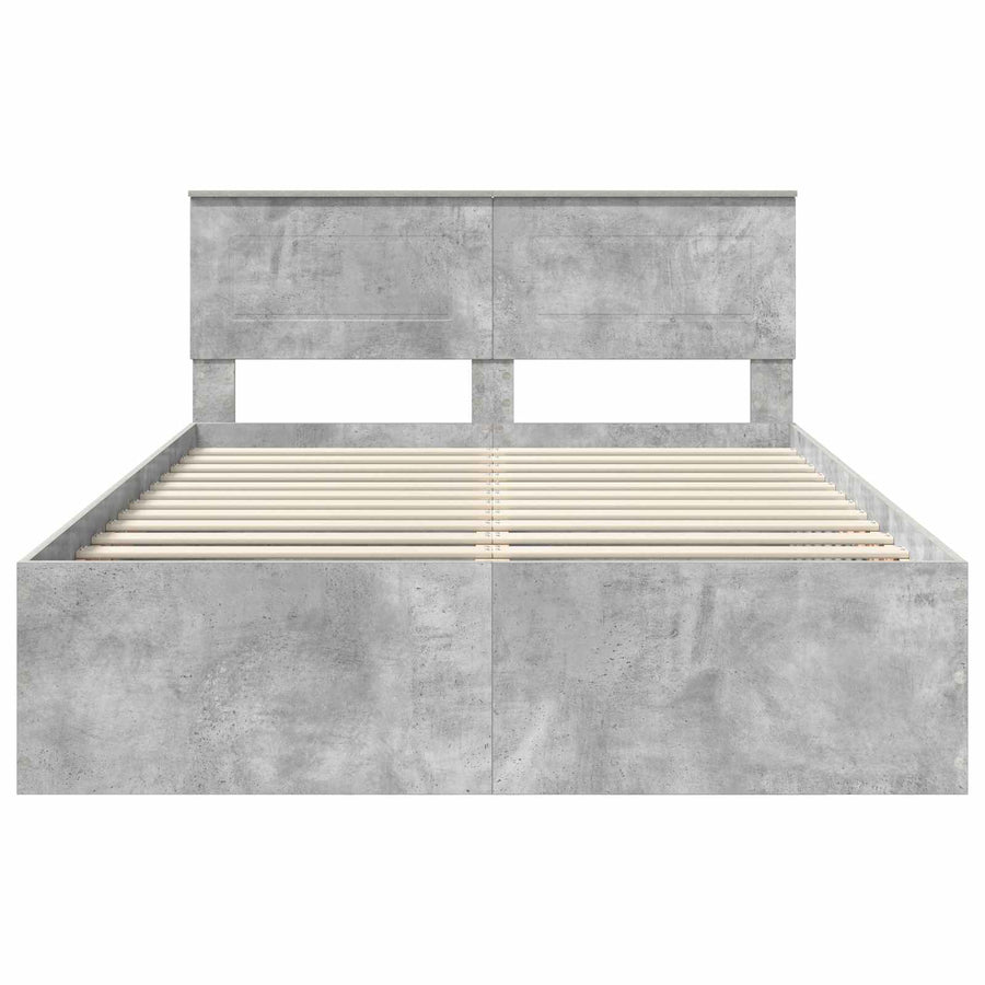 Bedframe met hoofdeinde Beton Grijs 150 x 200 cm Bewerkt hout