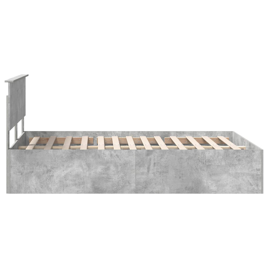 Bedframe met hoofdeinde Beton Grijs 150 x 200 cm Bewerkt hout
