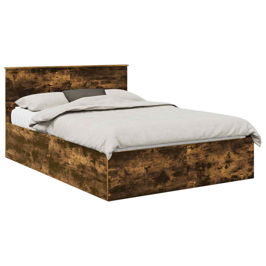 Bedframe met hoofdeinde Gerookt eiken 150 x 200 cm Bewerkt hout