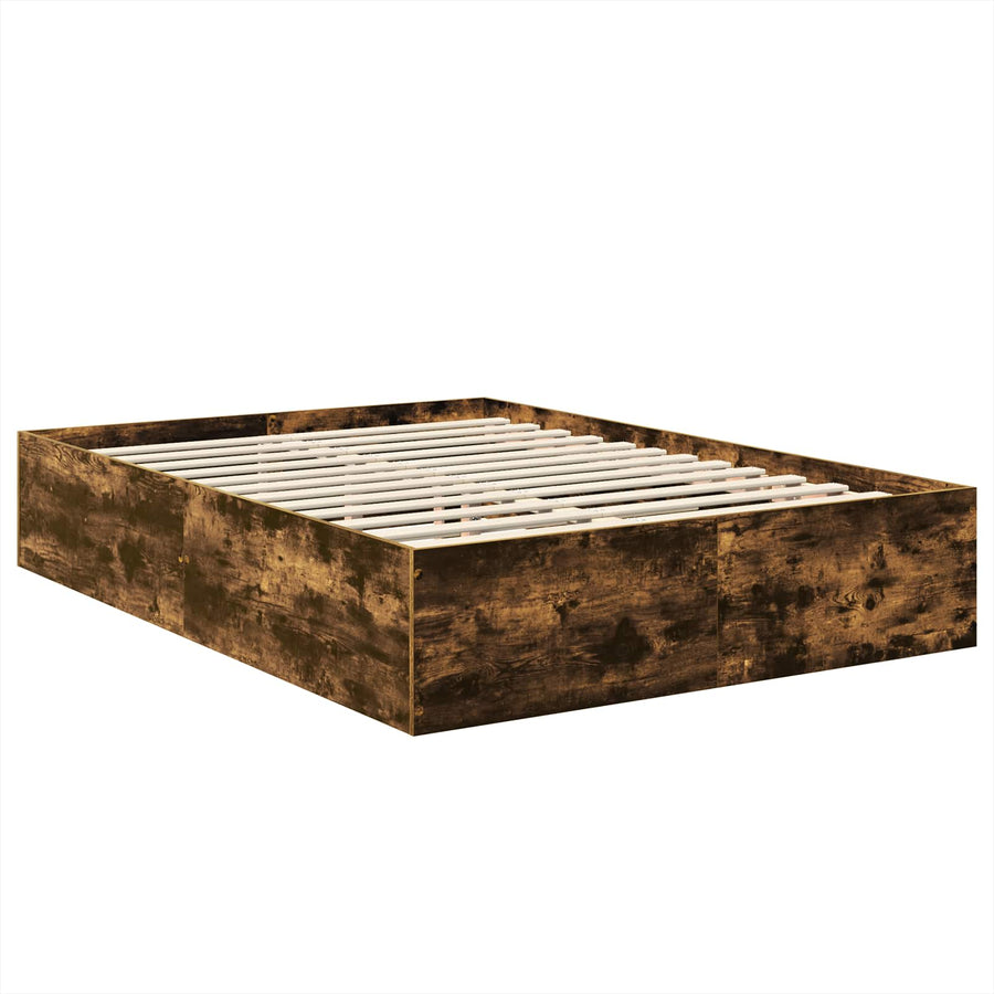 Bedframe met hoofdeinde Gerookt eiken 150 x 200 cm Bewerkt hout