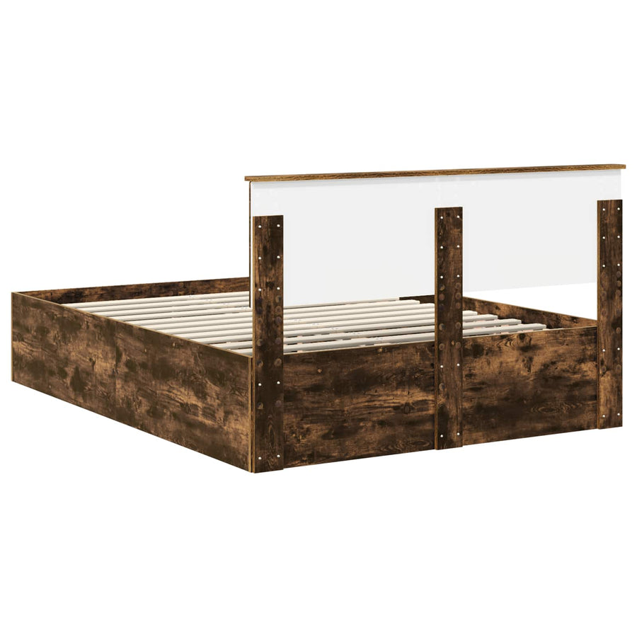 Bedframe met hoofdeinde Gerookt eiken 150 x 200 cm Bewerkt hout