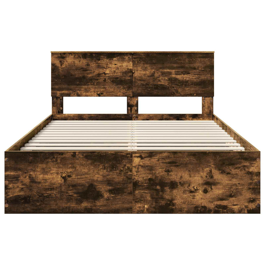 Bedframe met hoofdeinde Gerookt eiken 150 x 200 cm Bewerkt hout