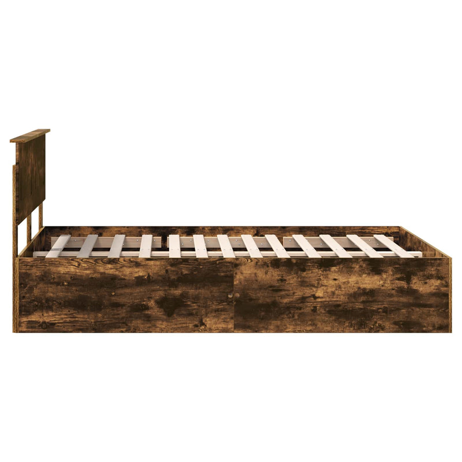Bedframe met hoofdeinde Gerookt eiken 150 x 200 cm Bewerkt hout