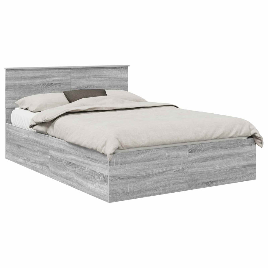 Bedframe met hoofdeinde Grijs Sonoma 150 x 200 cm Bewerkt hout