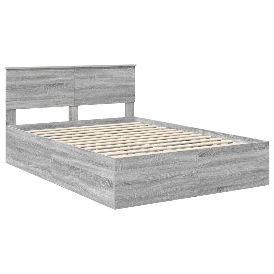Bedframe met hoofdeinde Grijs Sonoma 150 x 200 cm Bewerkt hout