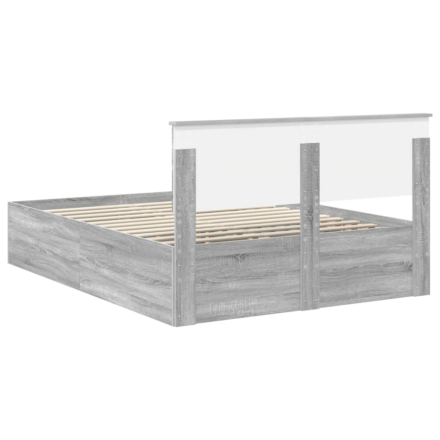 Bedframe met hoofdeinde Grijs Sonoma 150 x 200 cm Bewerkt hout