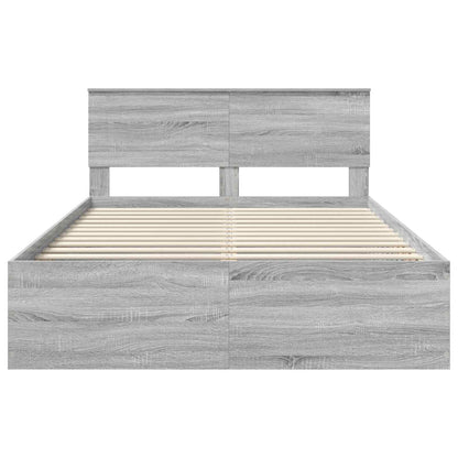 Bedframe met hoofdeinde Grijs Sonoma 150 x 200 cm Bewerkt hout