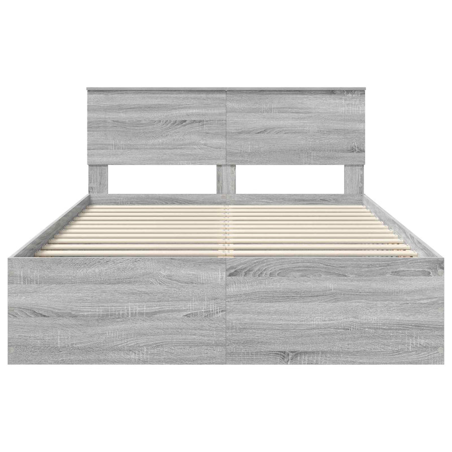 Bedframe met hoofdeinde Grijs Sonoma 150 x 200 cm Bewerkt hout