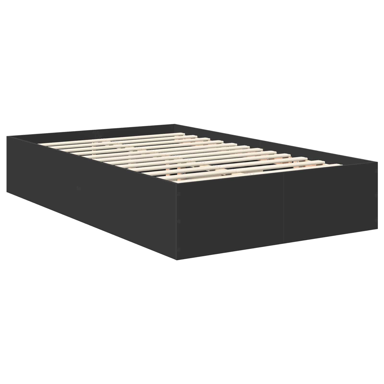 Bedframe met hoofdeinde Zwart 135 x 190 cm Bewerkt hout