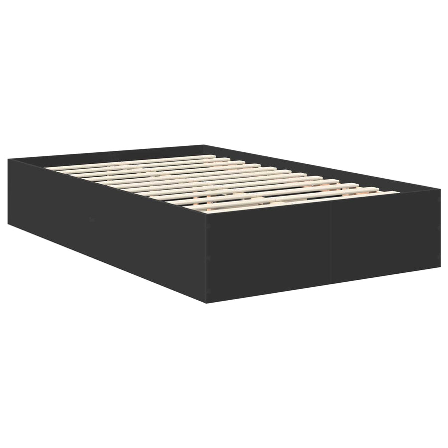 Bedframe met hoofdeinde Zwart 135 x 190 cm Bewerkt hout
