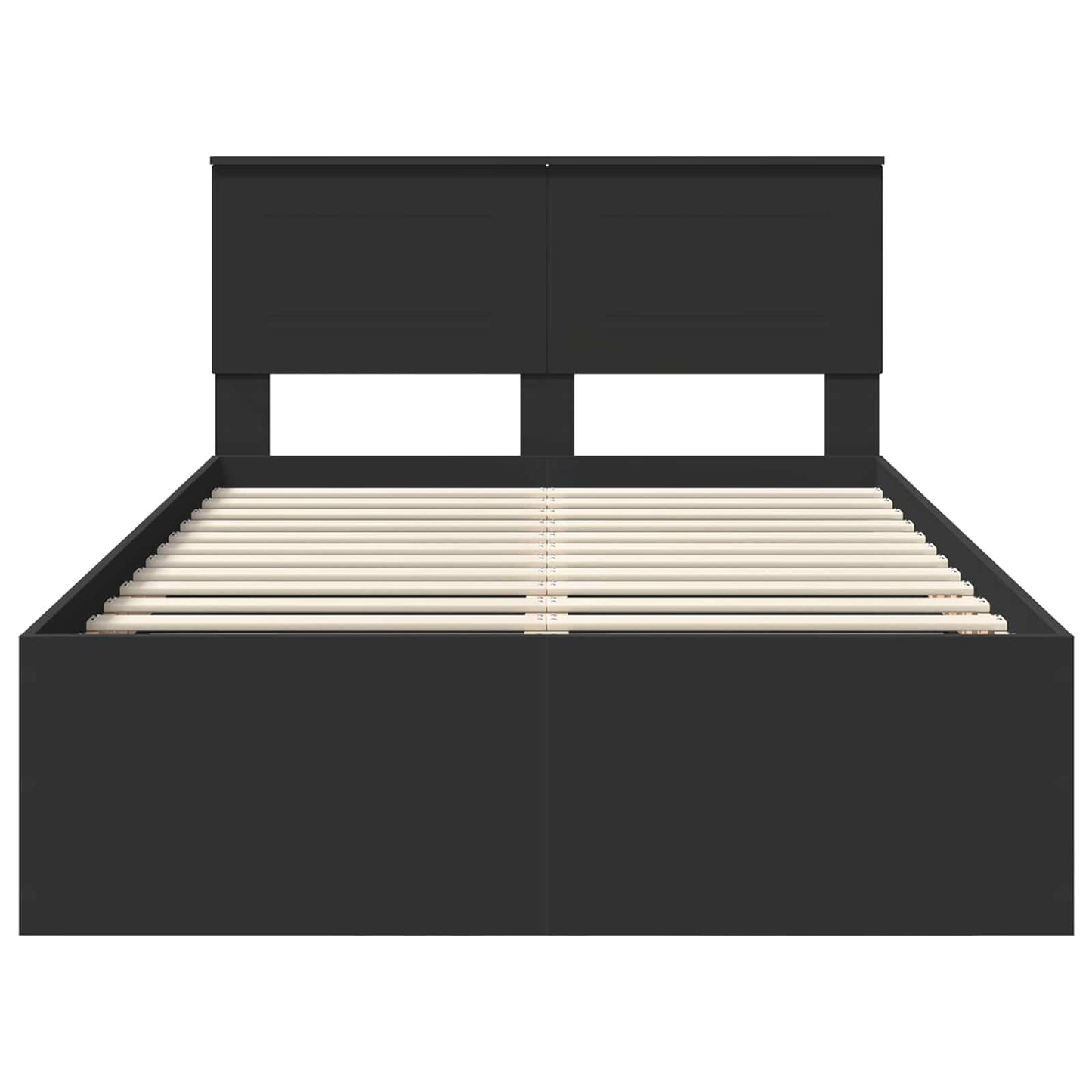 Bedframe met hoofdeinde Zwart 135 x 190 cm Bewerkt hout