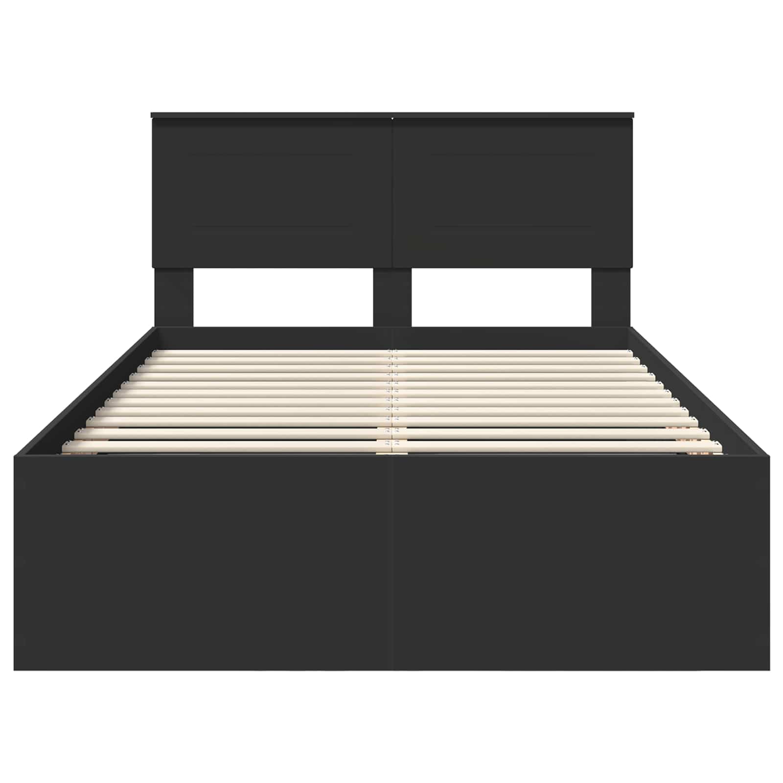 Bedframe met hoofdeinde Zwart 135 x 190 cm Bewerkt hout