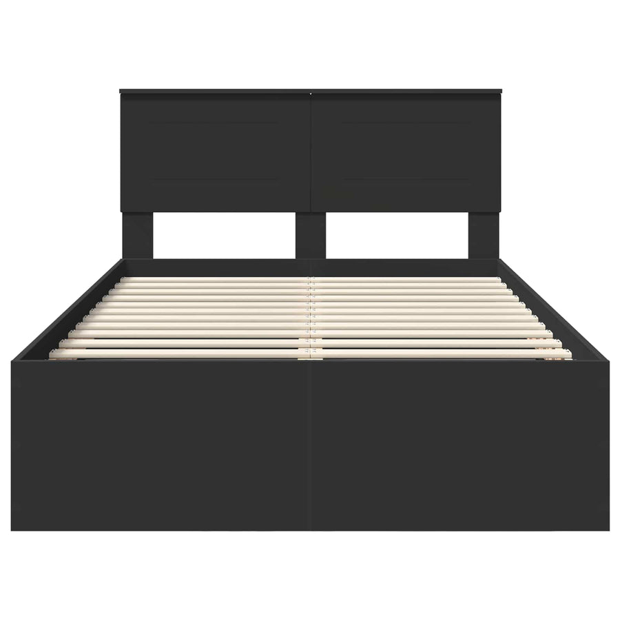 Bedframe met hoofdeinde Zwart 135 x 190 cm Bewerkt hout