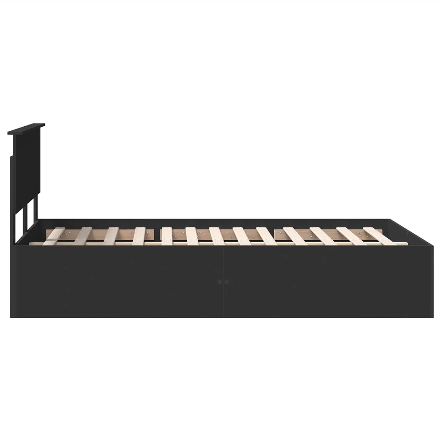 Bedframe met hoofdeinde Zwart 135 x 190 cm Bewerkt hout