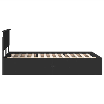 Bedframe met hoofdeinde Zwart 135 x 190 cm Bewerkt hout