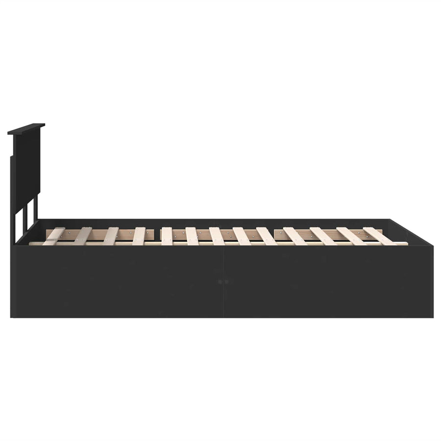 Bedframe met hoofdeinde Zwart 135 x 190 cm Bewerkt hout