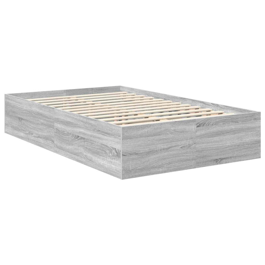 Bedframe met hoofdeinde Grijs Sonoma 135 x 190 cm Bewerkt hout